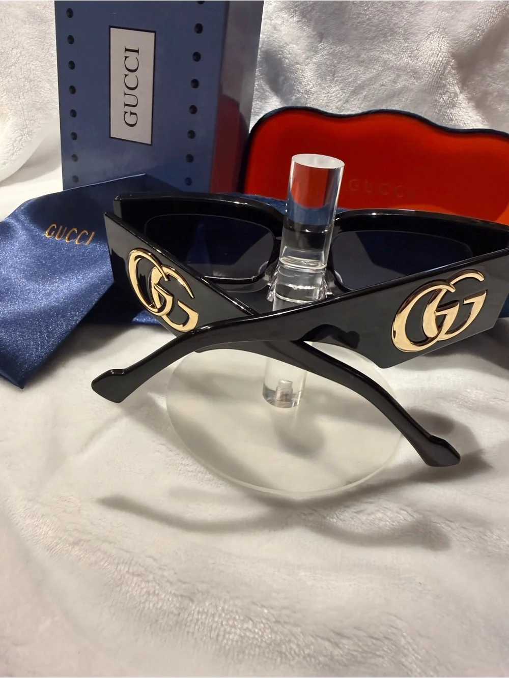 Gucci Black Sunglasses with Gold Double G Accent
